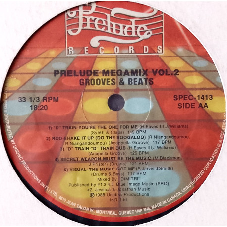 Prelude Megamix - Volume 2 (Mixed By Dimitri) Feat Tracks By D Train / Sharon Redd / Strikers / Unique Plus 5 DJ TOOLS