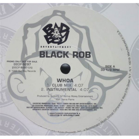 Black Rob - Whoa (Club mix / Radio mix / Instrumental / Acappella) Promo
