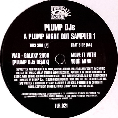 War - Galaxy (Plump DJs 2000 Remix) / Move it with your mind (Plump DJs track) 12" Vinyl Promo
