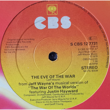 Jeff Waynes War Of The Worlds - The Eve Of The War (Disco Mix) / Horsell Common & The Heat Ray (12" Vinyl Record)