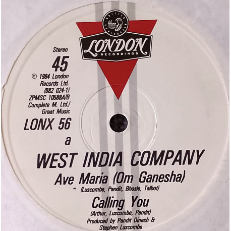 West India Company - Ava Maria (On Ganesha) / Calling You / Thieves Of Our Lovers Life / Vishnu Shlokas (Vinyl Promo)