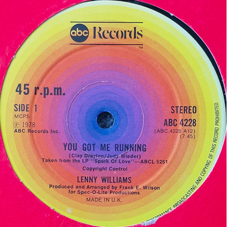 Lenny Williams - You Got Me Running (Long Version) / Come Reap My Love