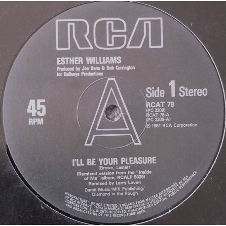 Esther Williams - Ill Be Your Pleasure (Larry Levan Remix) / Make It With You