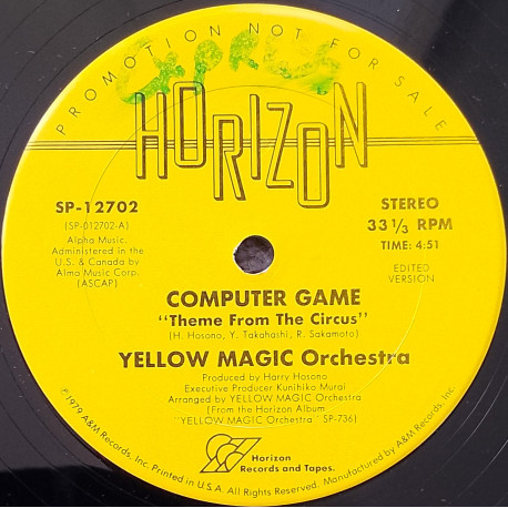 Yellow Magic Orchestra - Computer Game / Yellow Magic (Tong Poo) US Pressing With Sticker On Label & Run Out See Pics