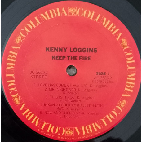 Kenny Loggins - Keep The Fire (9 Track LP) NOTE - This LP Comes In A Plain Cover. This Is It / Whos Right Whos Wrong