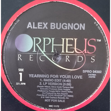 Alex Bugnon - Yearning For Your Love (LP Version / Radio Edit) / Love Season (Vinyl Promo)