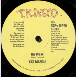 Kat Mandu - The break (Original 8.44 Disco mix) / Theres only been a few  (Original US Promo) 12" Vinyl Record