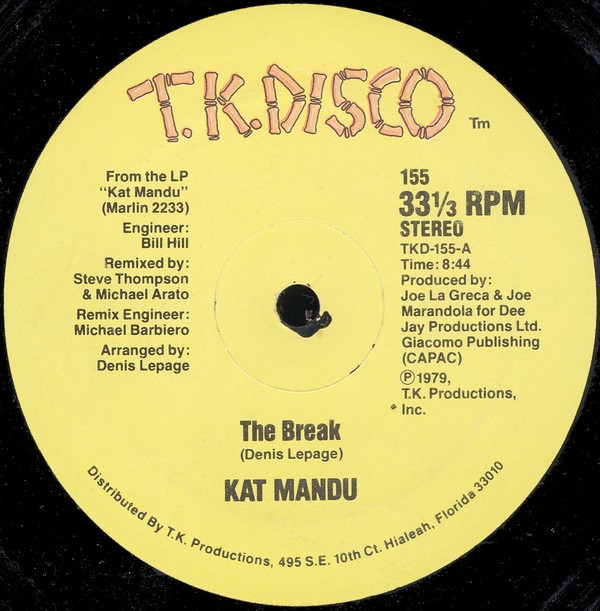 Kat Mandu - The break (Original 8.44 Disco mix) / Theres only been a few  (Original US Promo) 12" Vinyl Record
