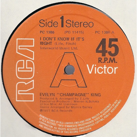 Evelyn King - I dont know if its right (8.15 Disco mix) / Were going to party (12" Vinyl Record)