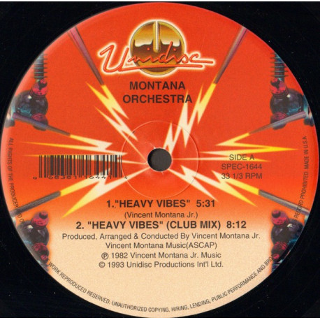 Montana Sextet - Heavy vibes (Club mix / Original Version) / Number 1 Dee Jay (Full Length Version) 12" Vinyl