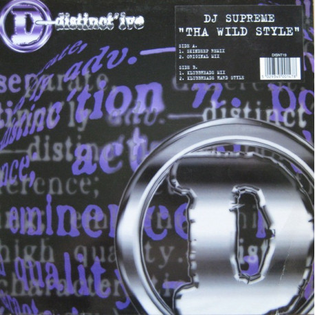 DJ Supreme - Tha wild style (Original, Skindeep + 2 Klubbheads mixes)