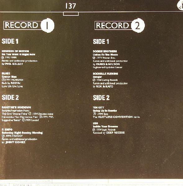 DMC 137 - 8 previously unreleased DMC only remixes on 2x12inch featuring Degrees Of Motion "Do you want it right now" (Phil Kels