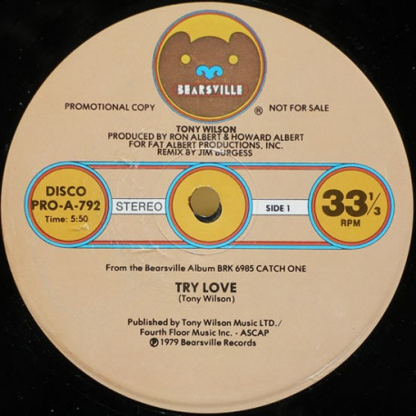 Tony Wilson - Try love (Jim Burgess Disco mix) 12" Vinyl Record Promo