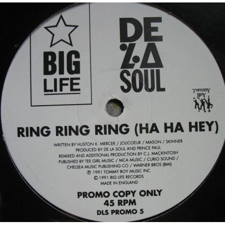 De La Soul - Ring ring ring (CJ Mackintosh Remix) SUPER RARE Laser Etched  Vinyl 12" Record Promo