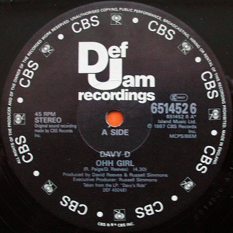 Davy D - Ohh girl / Clap your hands (Promo)