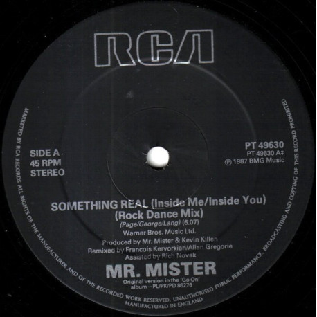 Mr Mister - Something real (inside me / inside you) (Francois Kevorkian Rock Dance mix / FKs Instrumental) / Bare my soul