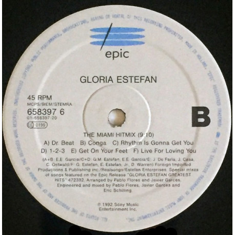 Gloria Estefan - The Miami Hitmix feat Dr beat - Conga - Rhythm is gonna get you - 123 - Get on your feet - Live for loving you