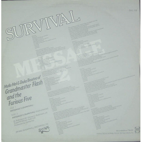 Melle Mel & Duke Bootee Of Grandmaster Flash and the Furious Five - Survival (Message 2)  Vocal Version / Instrumental Version