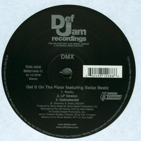 DMX featuring Swizz Beatz - Get it on the floor (LP Version / Radio Edit / Instrumental) / We bout to blow (LP Version) Promo