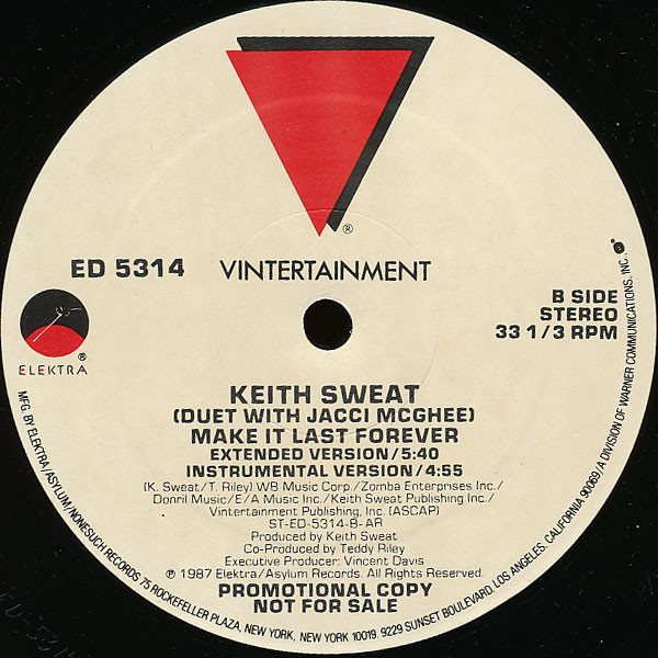 Keith Sweat - Make it last forever (Extended Version / Instrumental / Edited / LP Version) 12" Vinyl Record Promo