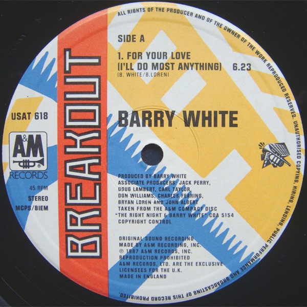 Barry White - For your love (I'll do most everything) / Love is in your eyes / As time goes by (12" Vinyl Record)