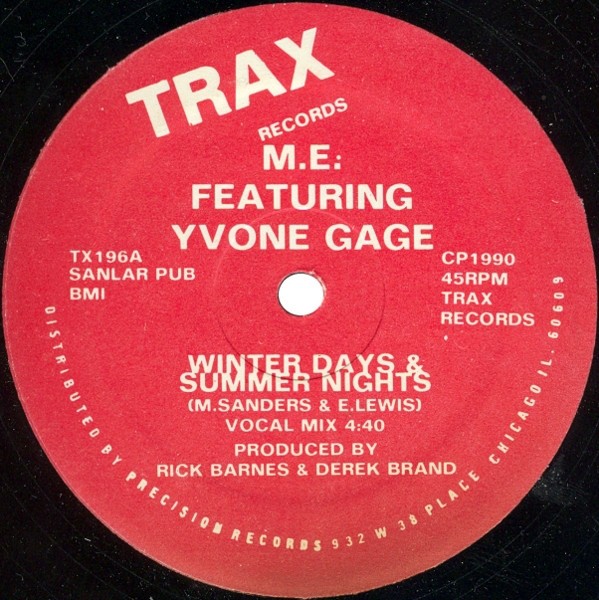 Yvonne Gage - Winter days & Summer nights (Vocal / Radio / Original Mixes) 12" Vinyl Record