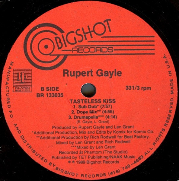 Rupert Gayle - Tasteless Kiss (5 Original Club Mixes) 12" Vinyl Record