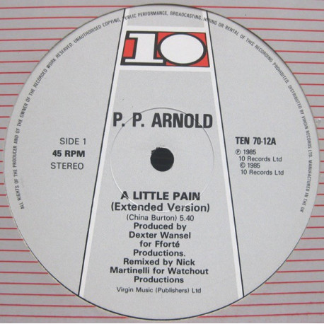 PP Arnold - A little pain (Nick Martinelli Extended Version / Instrumental) featuring Loose Ends. / Smile (both tracks produced