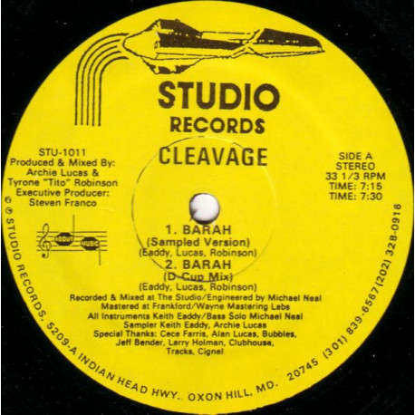 Cleavage - Barah (House mix / Sampled Version / D Cup mix) 12" Vinyl Record