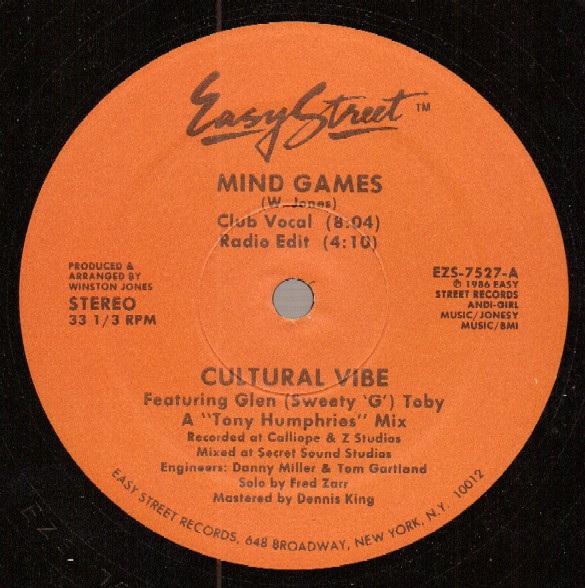 Cultural Vibe - Mind games (Tony Humphries Club Vocal / Radio Edit / Zanz Games) 12" Vinyl Record