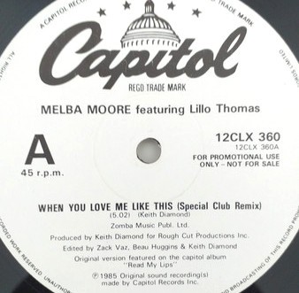 Melba Moore - When you love me like this (Special Club Mix / Monster Groove Mix) / Winner (Instrumental) 12" Vinyl Record Promo