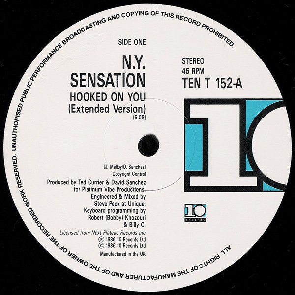 NY Sensation - Hooked on you (Extended Version / Diamond Dub) 12" Vinyl Record