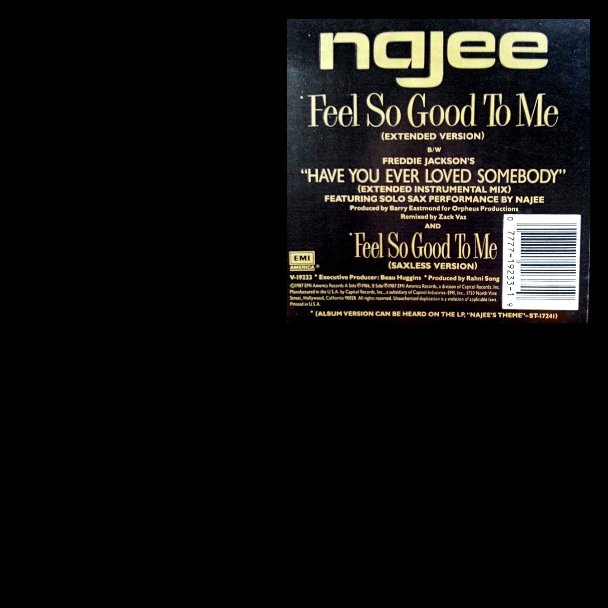 Najee - Feels so good to me (Extended Mix / Saxless Mix) / Have you ever loved somebody (Instrumental mix) 12" Vinyl Record