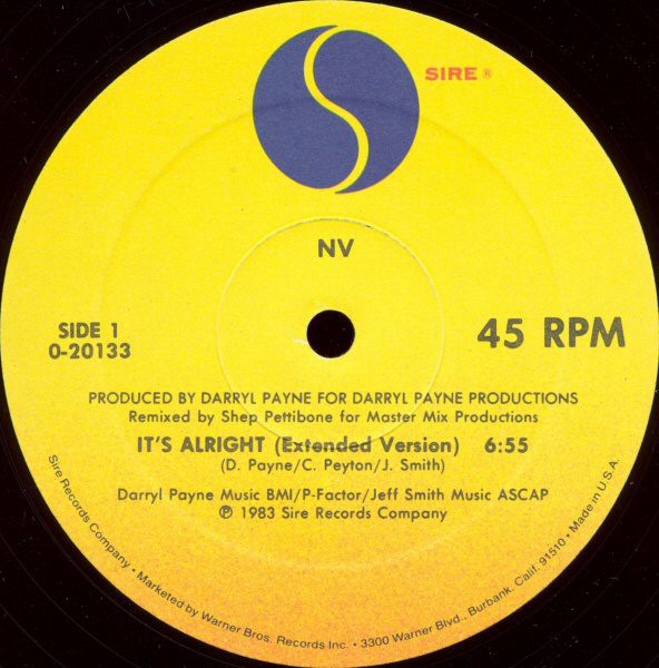 NV - Its alright (Shep Pettibone Extended Version / Shep Pettibone Extended Dub) 12" Vinyl Record Promo