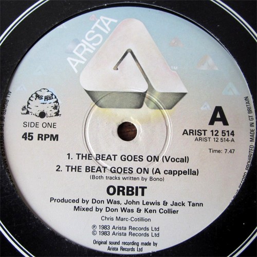 Orbit featuring Carol Hall - The beat goes on (Vocal mix / Lunar mix / Acappella) 12" Vinyl Record