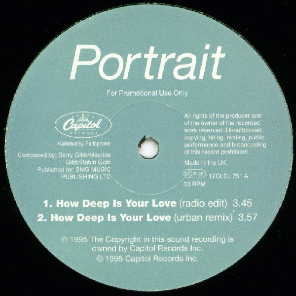 Portrait - Lovin' you is ah - ight (Remix / LP Version) How Deep Is Your Love (2 Mixes)  12" Vinyl Record Promo