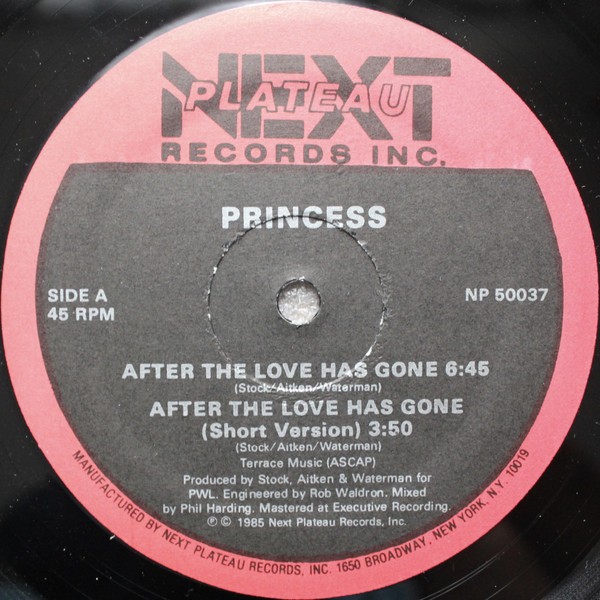 Princess - After the love has gone (Original Version / British Remix / Short Version / Instrumental) 12" Vinyl Record