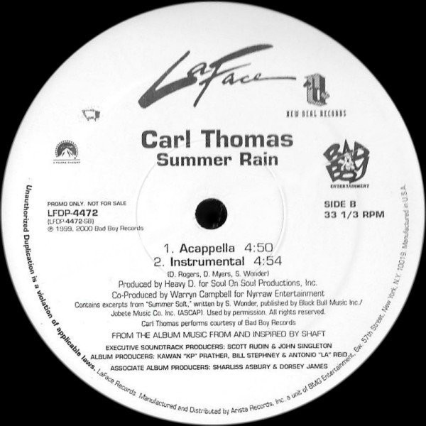 Carl Thomas - Summer rain (LP Version / Instrumental / Acappella) Samples Stevie Wonder "Summer soft" (12" Vinyl Record Promo)
