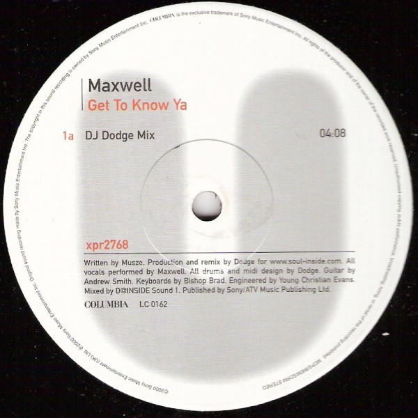Maxwell - Get to know ya (Original Edit / Dodge Remix) 12" Vinyl Record