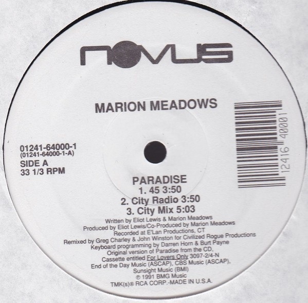 Marion Meadows - Paradise (Club Mix / Island Mix / City Mix / 45 / Radio Mix) 12" Vinyl Record