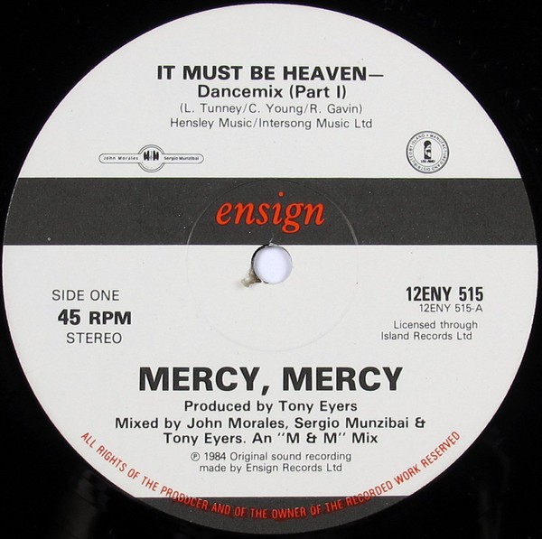 Mercy Mercy - It must be heaven (Dance Mix Part 1 / Dance Mix Part 2) 12" Vinyl Record