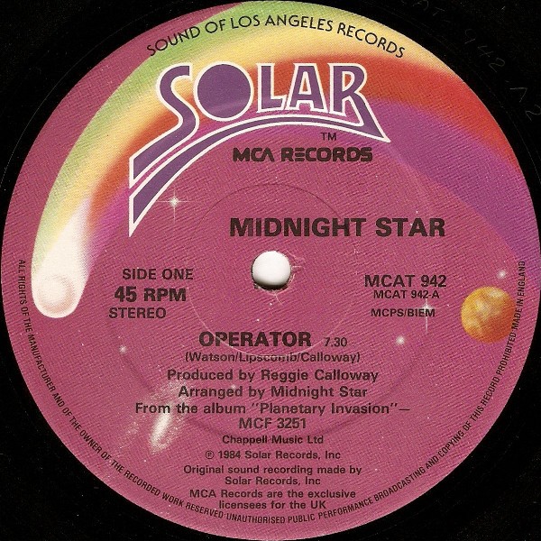 Midnight Star - Operator (Extended Version) / Playmates (LP Version) 12" Vinyl Record