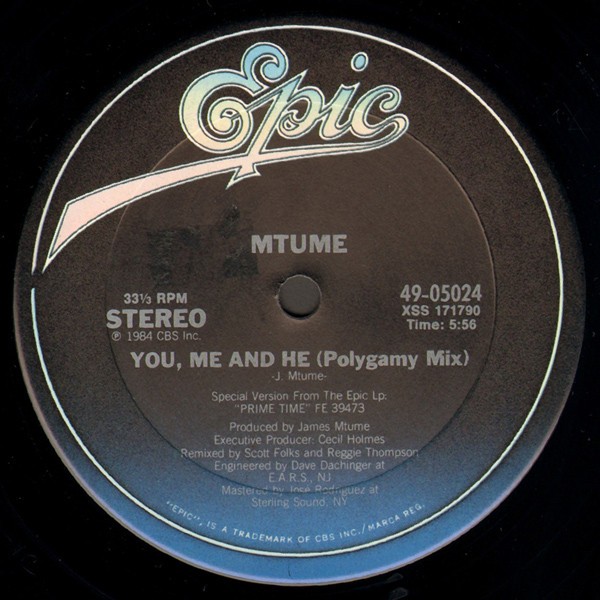 Mtume - You me and he (Polygamy mix) / Sweet for you and me (Monogomy mix) / Its non functional (LP Version) 12" Vinyl Repress