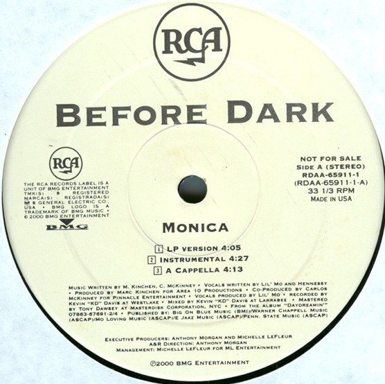 Monica - Before dark (LP Version / Instrumental / Acappella) 12" Vinyl Record Promo