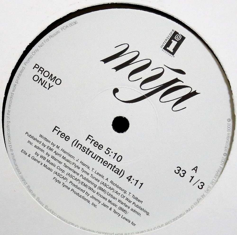 Mya - Free (Original Version / Instrumental / Ricco Version / Howard & Cross Version) 12" Vinyl Promo
