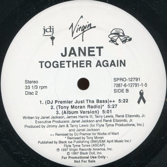 Janet Jackson - Together Again (DJ Premier Mix / LP Version / 2 Tony Moran Mixes / 2 Tony Humphries Mixes) Doublepack Promo