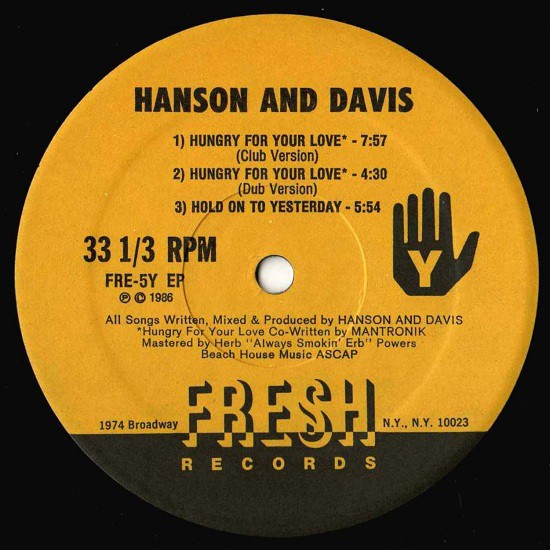 Hanson & Davis - Hungry for your love (Club mix / Dub mix) / I'll take you on (2 Larry Levan Mixes)