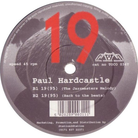 Paul Hardcastle - 19 (Jazzmasters Melody mix / Back To The Beats / Radio Reprise / Victims Of War) 12" Vinyl Record