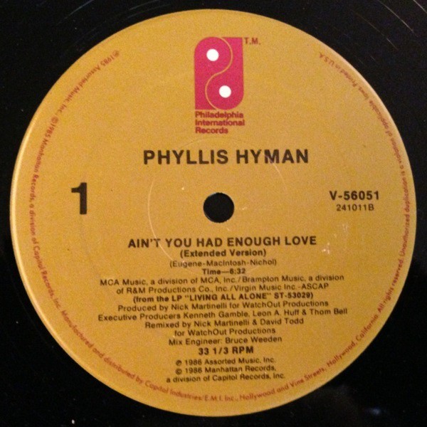 Phyllis Hyman - Aint you had enough love (Extended remix) / First time together (12" Vinyl)