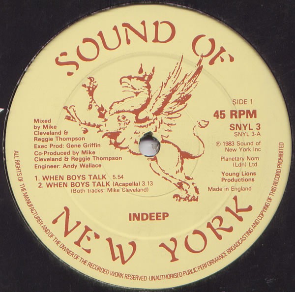 Indeep - When boys talk (Extended Version / Acappella / Skratch Version A / Skratch Version B) 12" Vinyl Record